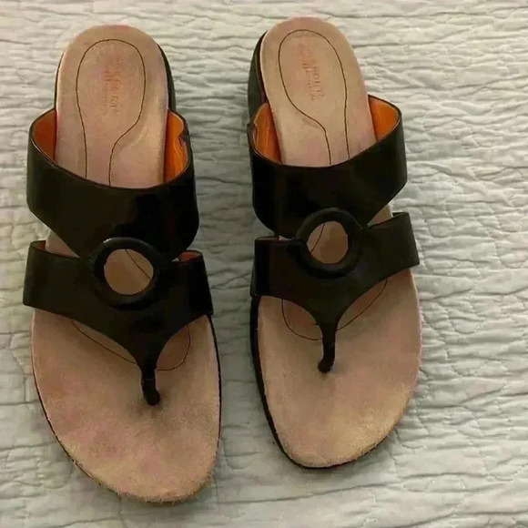 Women's Rockport‎ Black Leather Sandals - Size 10 - Picture 1 of 7